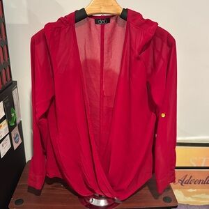 Red Open Front Blouse